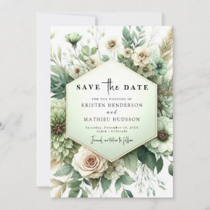 Classic Unique Typography Sage Green Wedding Save The Date
