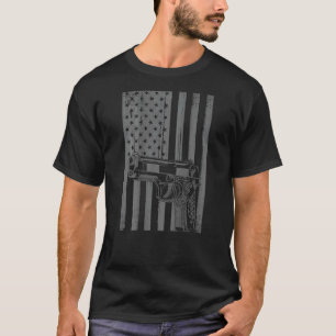 Classic Usa American Pistol Gun Flag On Back 2nd A T-Shirt