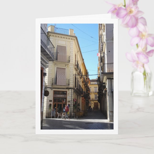 Classic Valencian Street, Spain Card (Orchid)