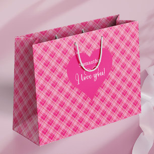 Classic Valentine Hearts I Love You Personalized  Large Gift Bag