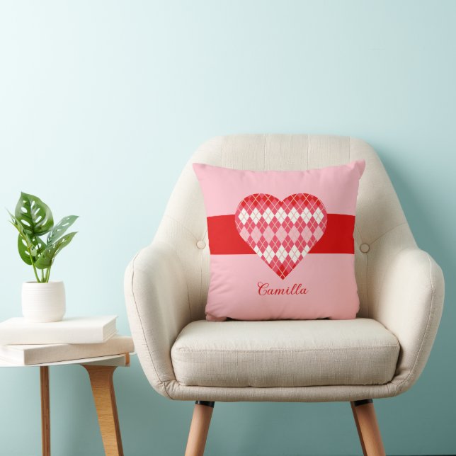 Classic Valentine Red and Pink Big Heart (Pink) Cushion (Chair)