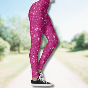 Classic Valentine Trendy Pink Glitter Style Leggings