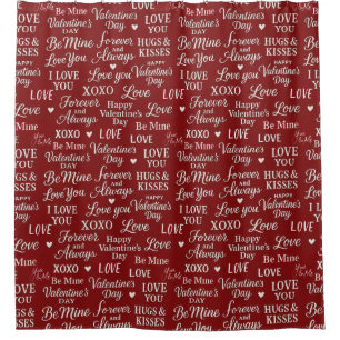 Classic, Valentine's Day phrases in pattern Shower Curtain