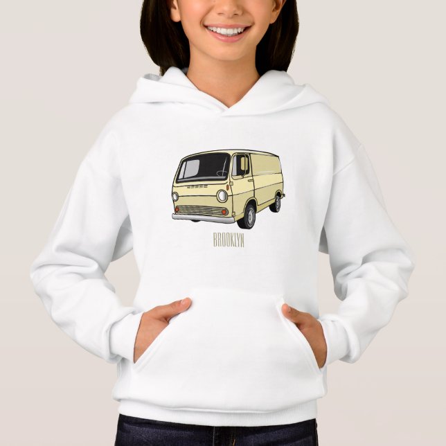Classic van cartoon illustration (Front)