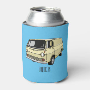 Classic van cartoon illustration can cooler
