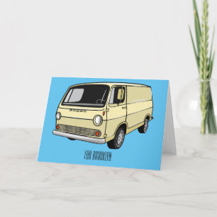 Classic van cartoon illustration card