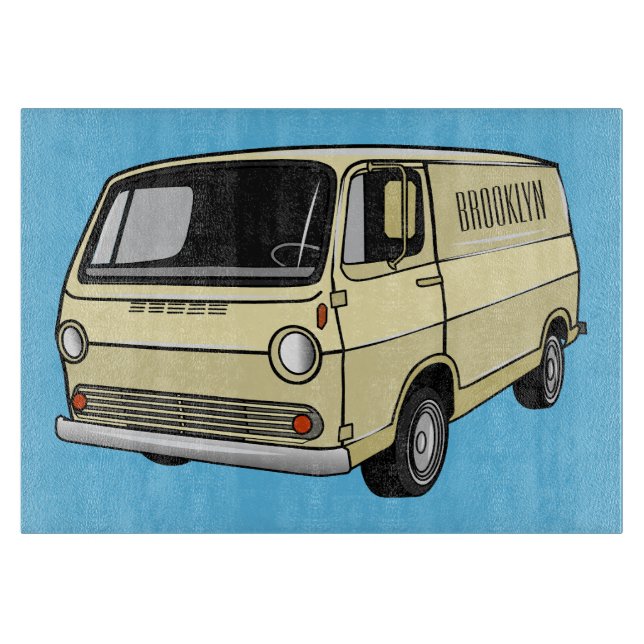 Classic van cartoon illustration cutting board (Front)