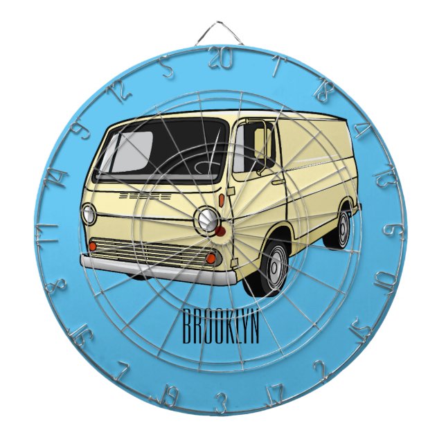 Classic van cartoon illustration dartboard (Front)