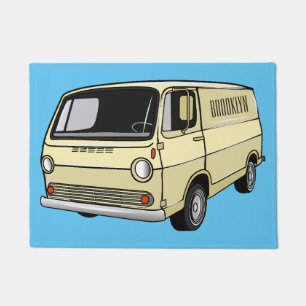 Classic van cartoon illustration doormat