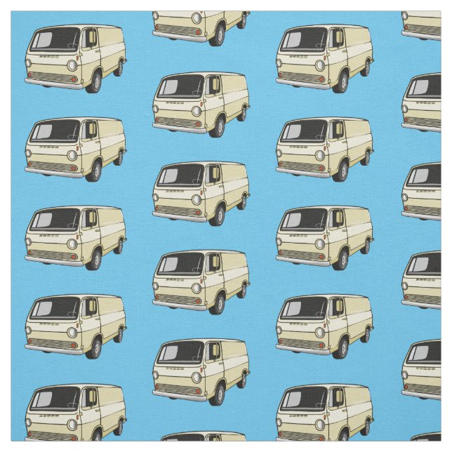 Classic van cartoon illustration fabric (Swatch)