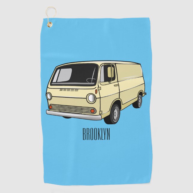 Classic van cartoon illustration golf towel (Front)