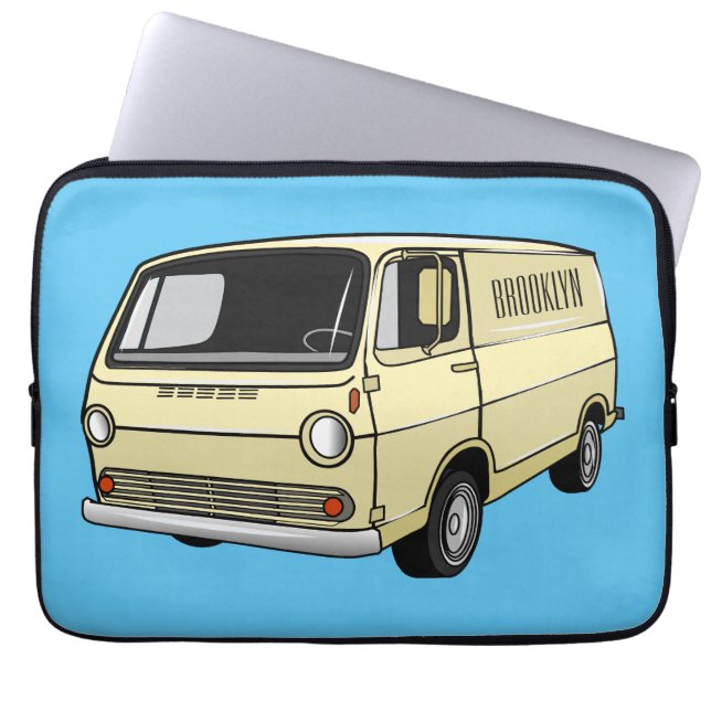Classic van cartoon illustration laptop sleeve (Front)