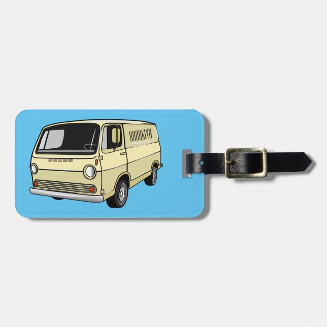 Classic van cartoon illustration luggage tag (Front Horizontal)