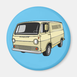 Classic van cartoon illustration magnet
