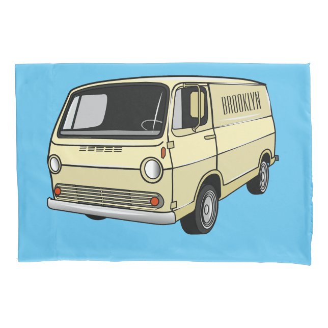 Classic van cartoon illustration pillowcase (Front)