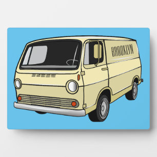 Classic van cartoon illustration plaque