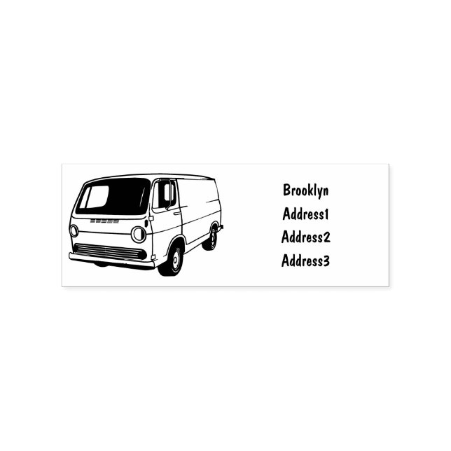 Classic van cartoon illustration rubber stamp (Imprint)