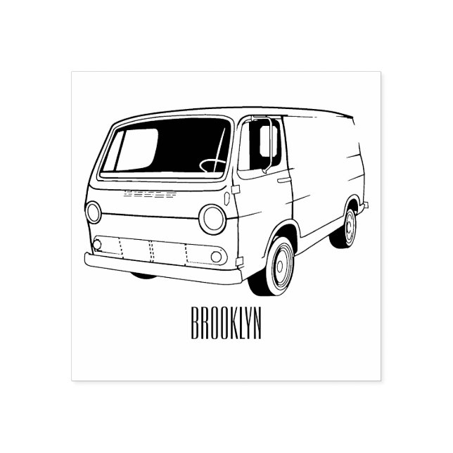 Classic van cartoon illustration rubber stamp (Imprint)