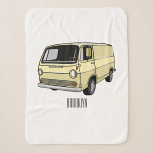 Classic van cartoon illustration sherpa blanket