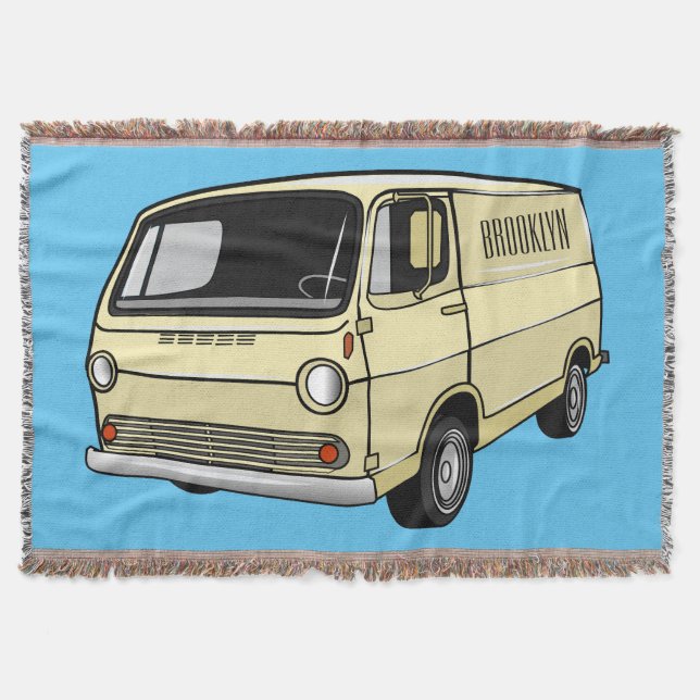 Classic van cartoon illustration throw blanket (Front)