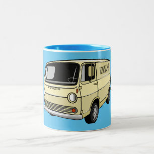 Classic van cartoon illustration Two-Tone coffee mug