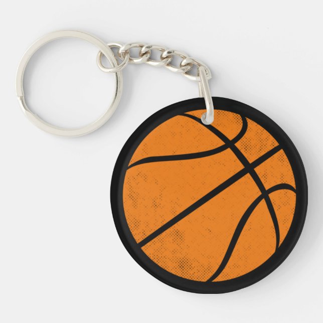 Classic Varsity Basketball Hoops Game Day Style Key Ring (Front)
