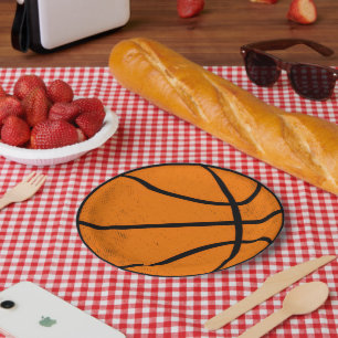 Classic Varsity Basketball Hoops Game Day Style Paper Plate
