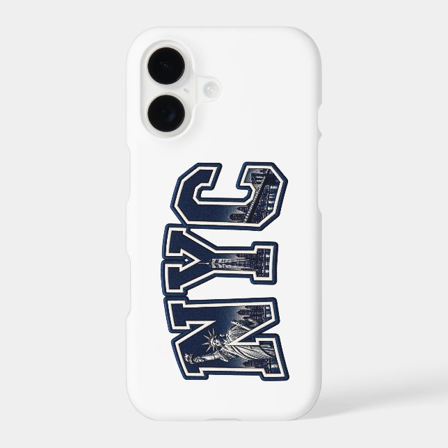 Classic Varsity NYC Typography White iPhone Case (Back)