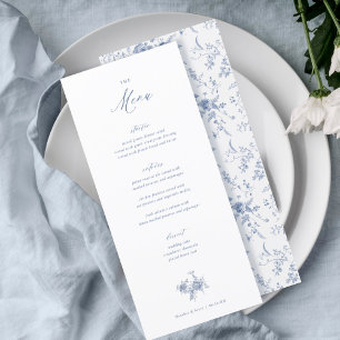 Classic Victorian Blue Floral Wedding Table Menu