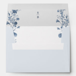 Classic Victorian Blue French Garden Chic Wedding Envelope