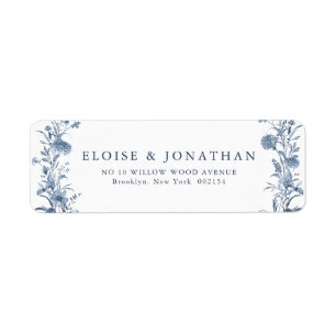 Classic Victorian Blue French Garden Chic Wedding Return Address Label
