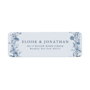 Classic Victorian Blue French Garden Chic Wedding Return Address Label
