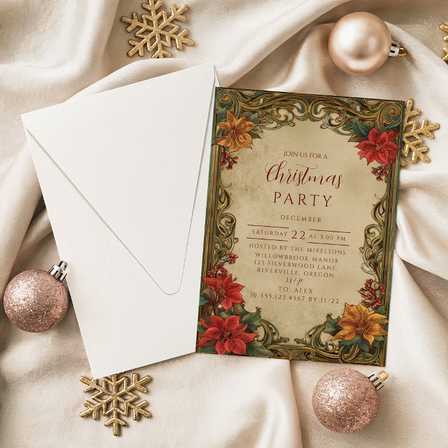 Classic Victorian Christmas Florals Invitation (Creator Uploaded)