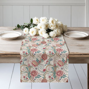 Classic Victorian Era Floral Table Decor Long Table Runner