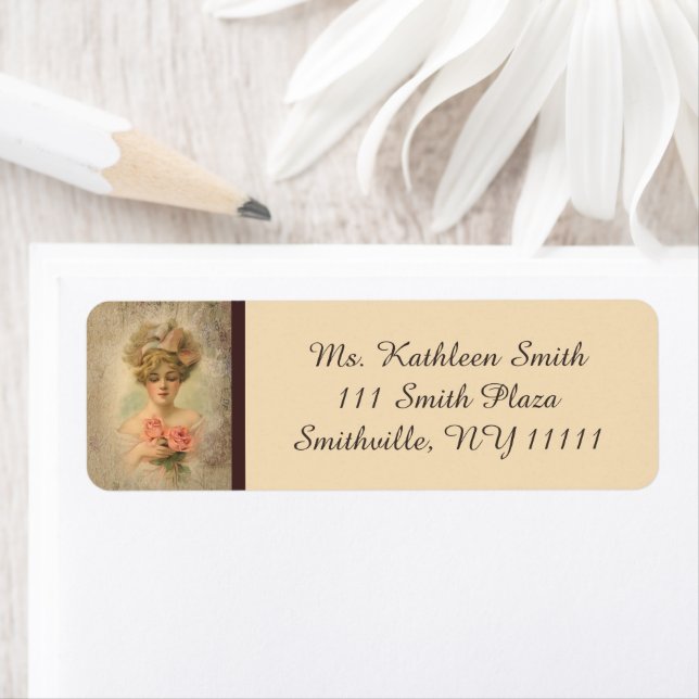 Classic Victorian Lady With Roses Address Labels (Insitu)