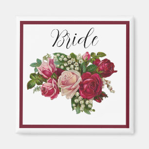 Classic Victorian Rose Lily Valley Bridesmaid Gift Magnet