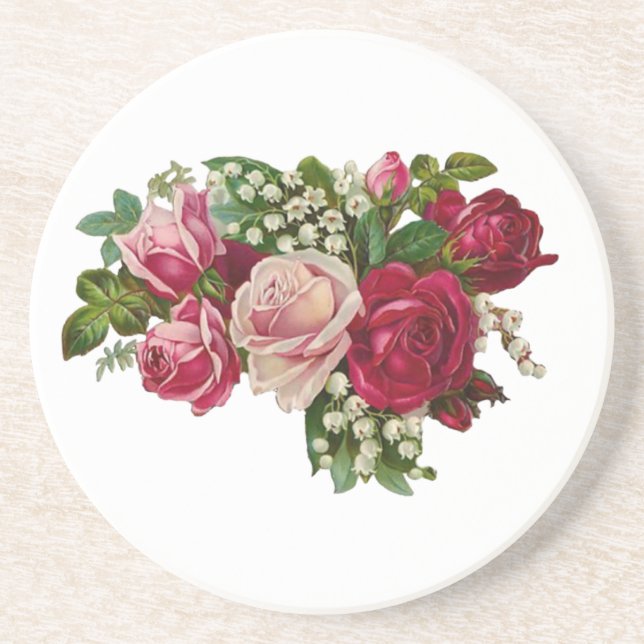 Classic Victorian Roses Lily of the Valley Romance Coaster (Front)