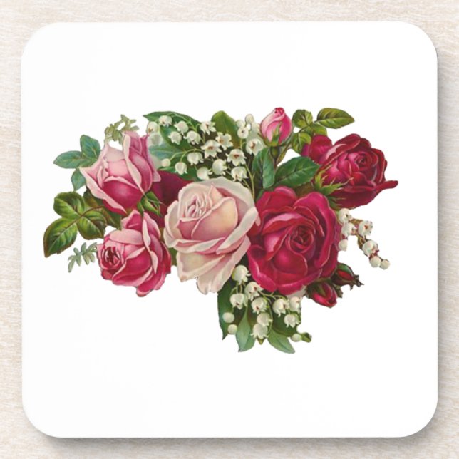 Classic Victorian Roses Lily of the Valley Romance Coaster (Front)