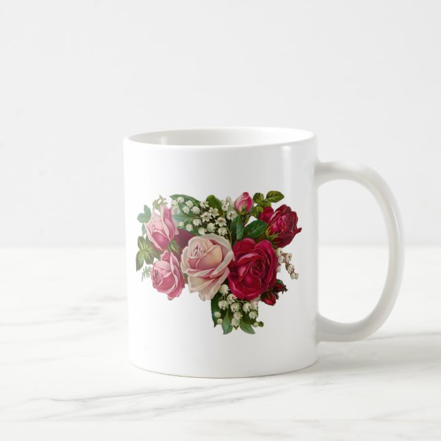 Classic Victorian Roses Lily of the Valley Romance Coffee Mug (Right)
