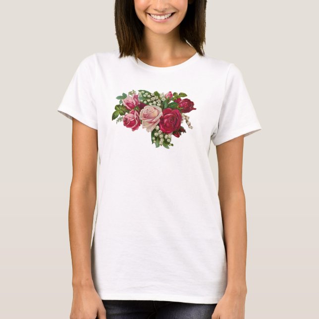 Classic Victorian Roses Lily of the Valley Romance T-Shirt (Front)