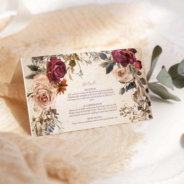 Classic Victorian Royal Floral Wedding  Enclosure Card (Creator Uploaded)