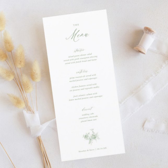 Classic Victorian Sage Green Toile Wedding Menu (Creator Uploaded)