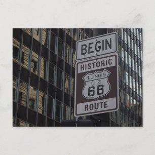 Classic views of the route 66 chicago beginning postcard
