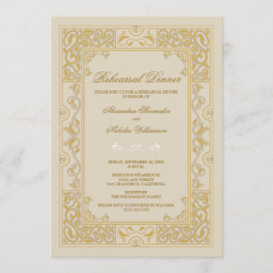 Classic Vignette Rehearsal Dinner Invite (gold)