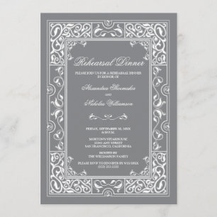 Classic Vignette Rehearsal Dinner Invite (grey)