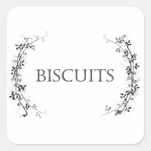 Classic Vine Design Biscuit Jar Labels Stickers (Front)