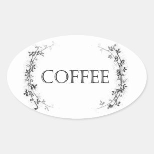 Classic Vine Design Coffee Jar Labels Stickers