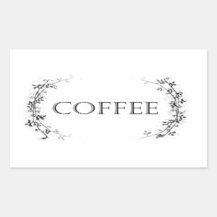 Classic Vine Design Coffee Jar Labels Stickers