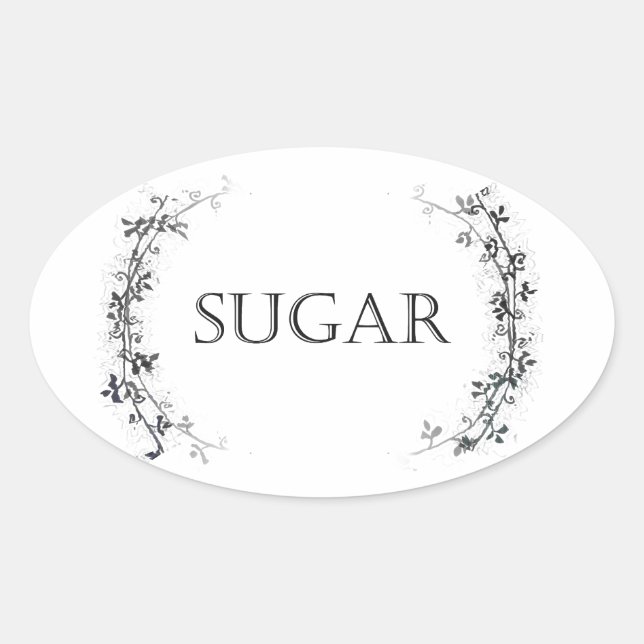Classic Vine Design Sugar Jar Labels Stickers (Front)