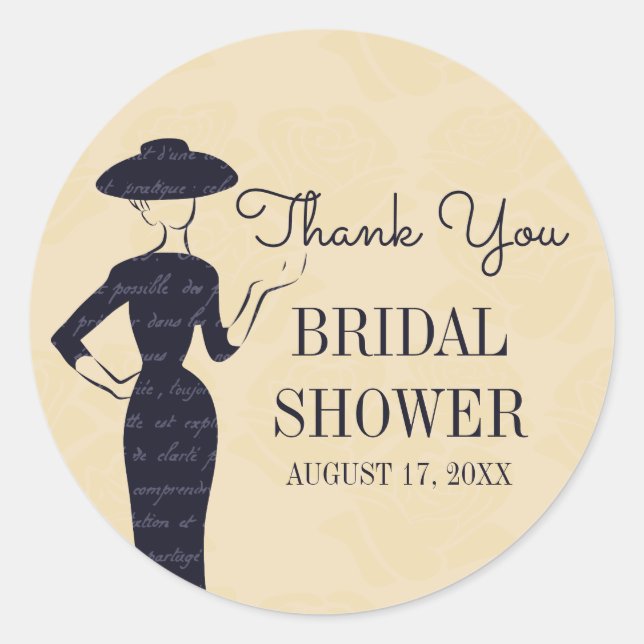 Classic Vintage 50's Fashion Bridal Shower Sticker (Front)